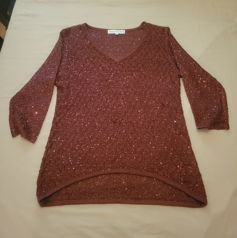Sequined Long Sleeve Top